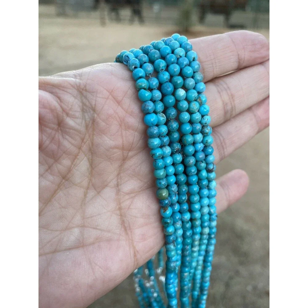 Navajo Royston Green Turquoise & Sterling Silver 16 Inch Necklace - Picture 4 of 10
